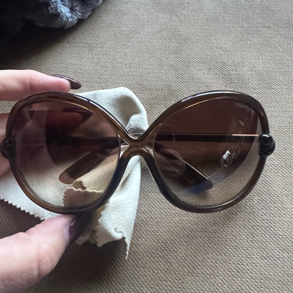 Tom Ford Oversized Dark Brown Frame Gradient Sunglasses TF185-48F 64-14